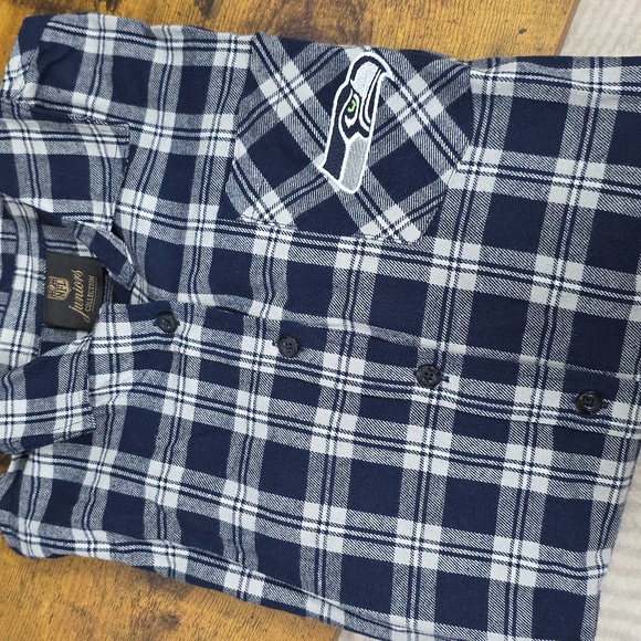 NFL Seattle Seahawks Plaid Logo Flannel - Picture 2 of 8